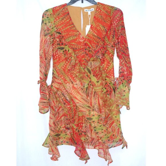 NWT Midi Dress Knee Length Walter Baker Size 2 Sheer Sleeves Cocktail Party